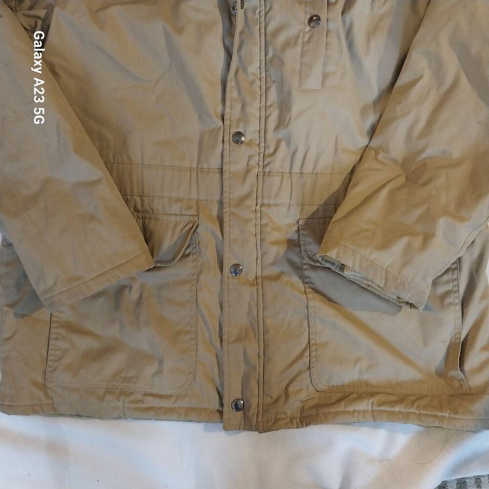 Field & Stream Mens Khaki Quilted Jacket Size 44 With Corduroy Collar Barn Coat - Picture 2 of 7